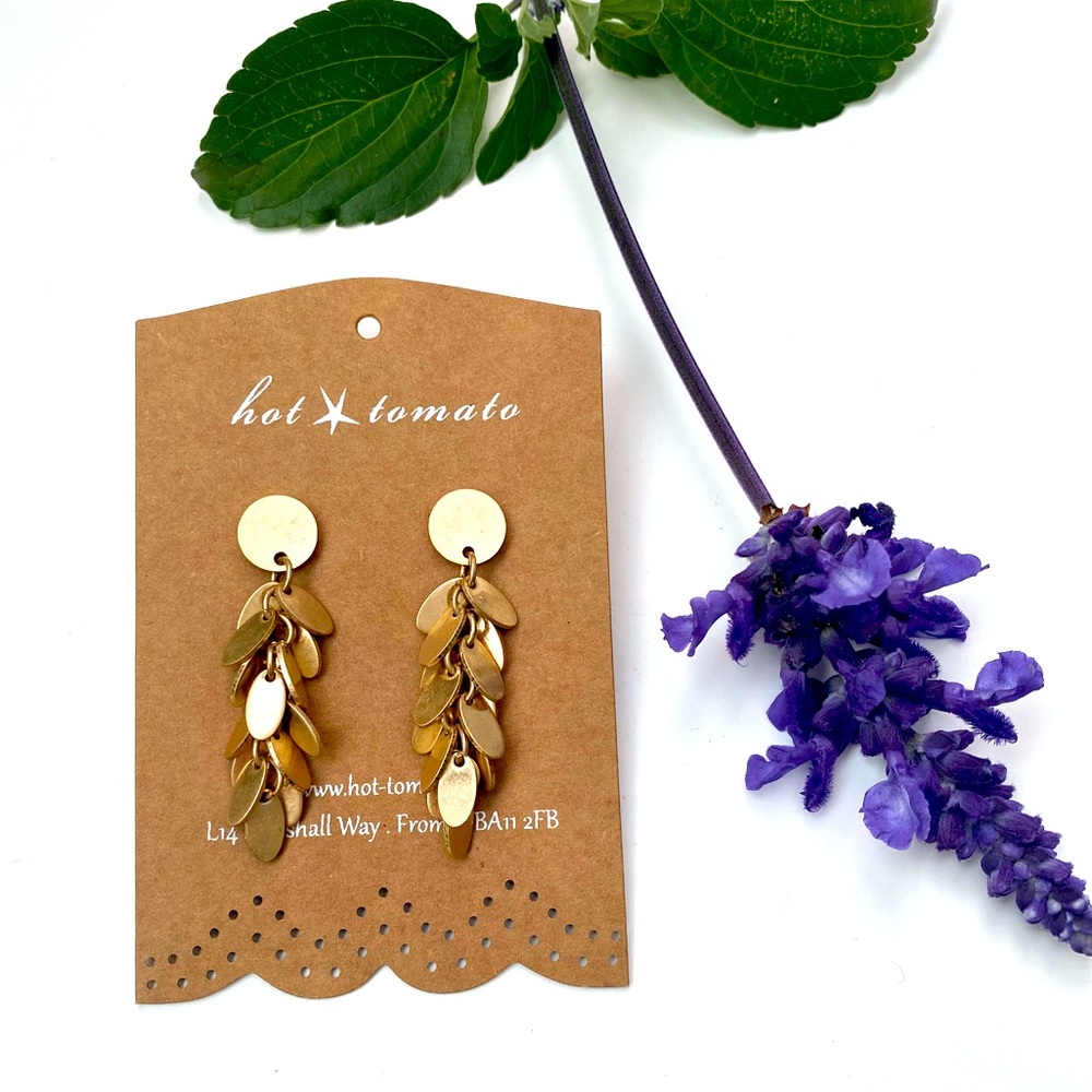 Boutique Gold Disc Cascade Dangle Chandelier Earrings